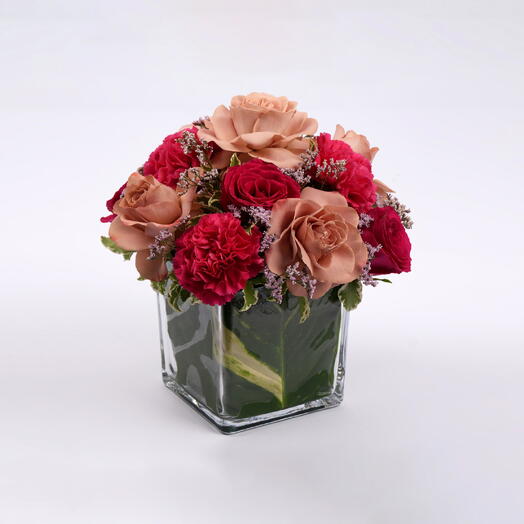 Rose and Carnation Flower Vase