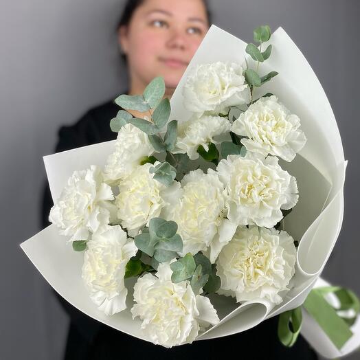 Букет из белоснежных диантусов "White" 624 Milin bouquet