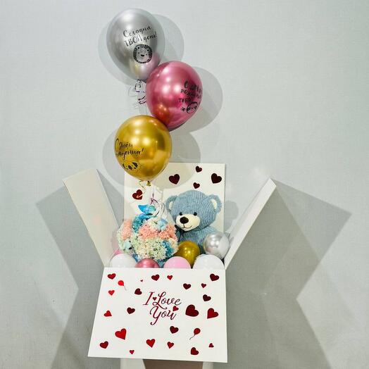Regalo sorpresa en Caja desplegable con bolas de flores y juguete suave