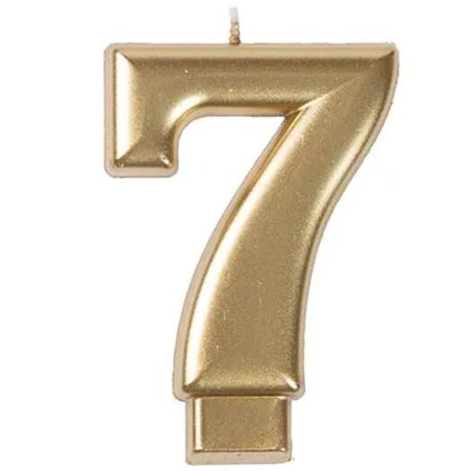 Свеча -цифра "7" Золотая, 8 см