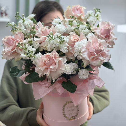 Коробка Французские розы,Маттиола «Нежная как Ты💖»