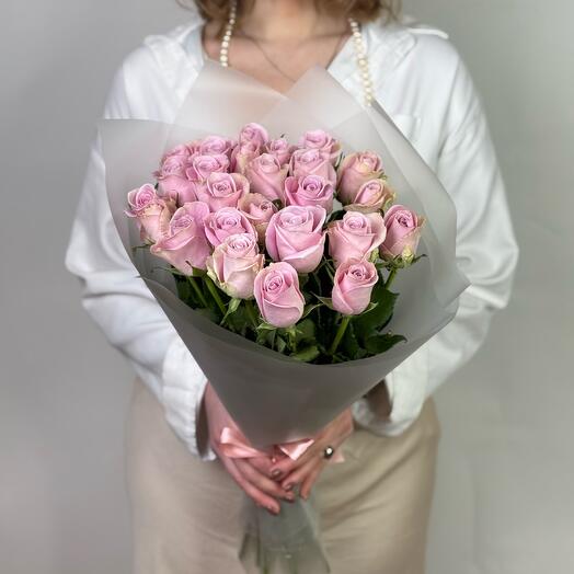 Розовая роза 25 шт