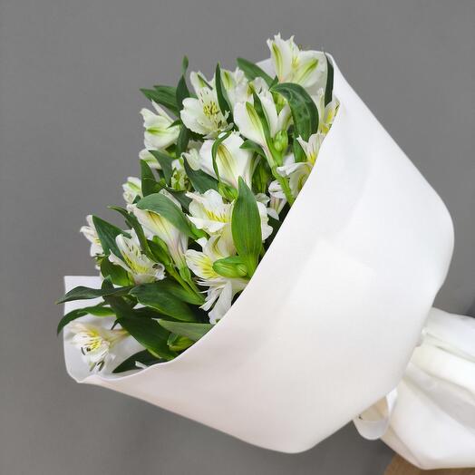 Bouquet of snow-white alstroemeria