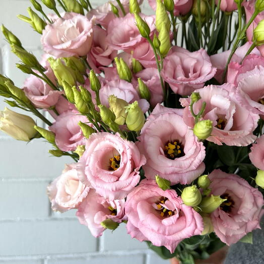 Pink lisianthus bouquet, 9 pcs