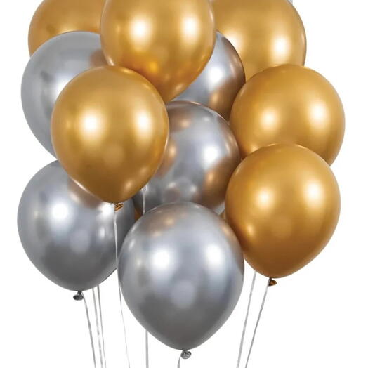 Sliver and gold helium balloons 12pcs