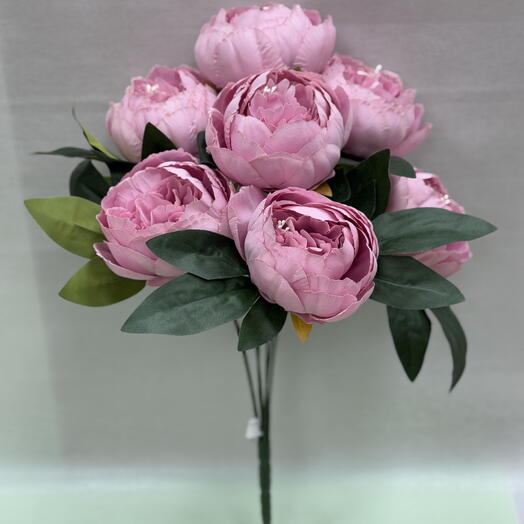 Пион искусственный 7 голов букет