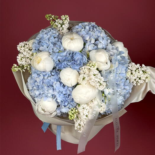 Cotton Candy Bouquet of Hydrangea, Liliac, Peonies