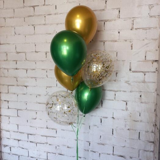 Фантан из 6 шаров (4 хром и 2 с конфети)