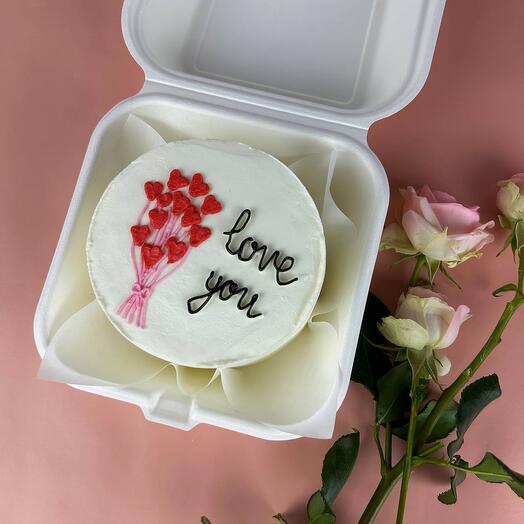 Бенто-торт love you с сердечками