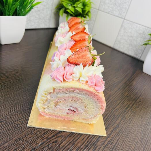 Бисквитный рулет Клубничный мохито