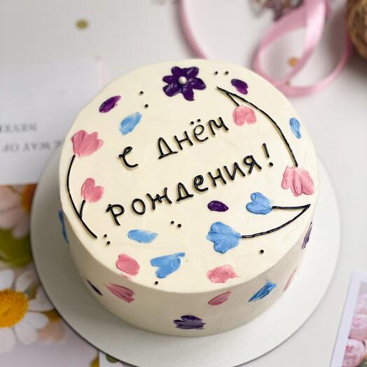 Торт с цветами на день рождения девушке женщине 1 кг