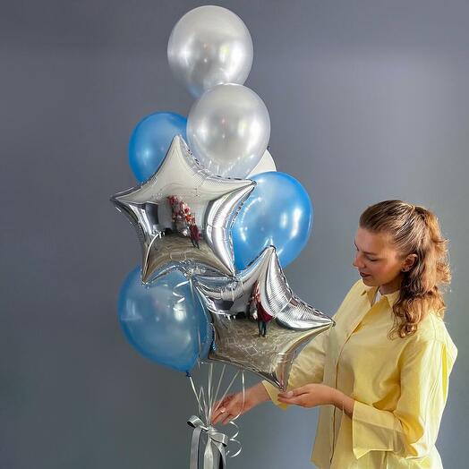 Фонтан из шаров со звездой, 9 шт