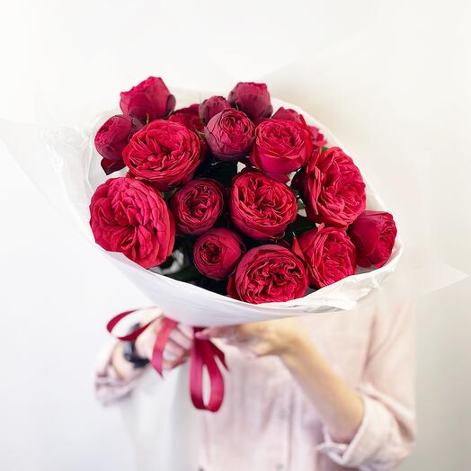 Red peony roses