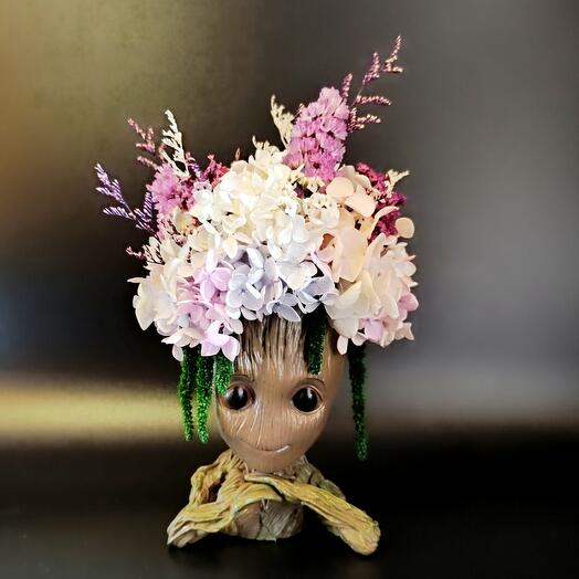 Букет в кашпо Грут необычный подарок