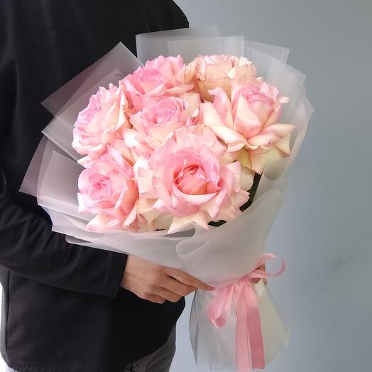 Французские розы | Букет из 7 нежных французских роз Эсперансе