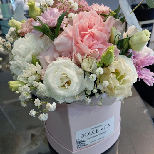 Caixa de flores-Coração mix de flores