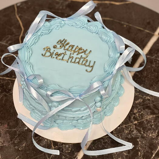 Бенто тортик Happy Birthday голубой с бантиками Ламбет