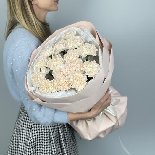 Букет из 15 кремовых диантусов (12)