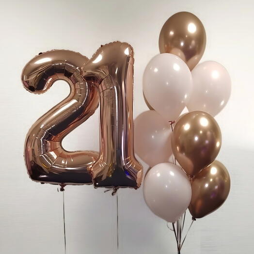 Шарики на 21 год девушке, дочке, подруге: набор шаров с цифрами 21