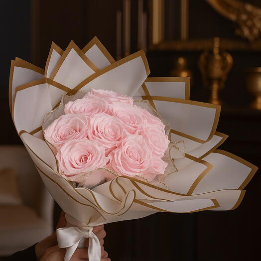 Bouquet de roses eternelles rose