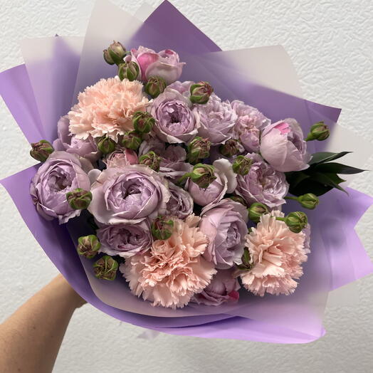 Лавандовые розы и диантусы💜