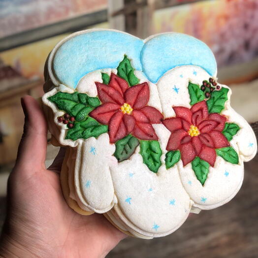 Новогодний зефир в подарок на Новый год, зефиросендвич «Варежки»