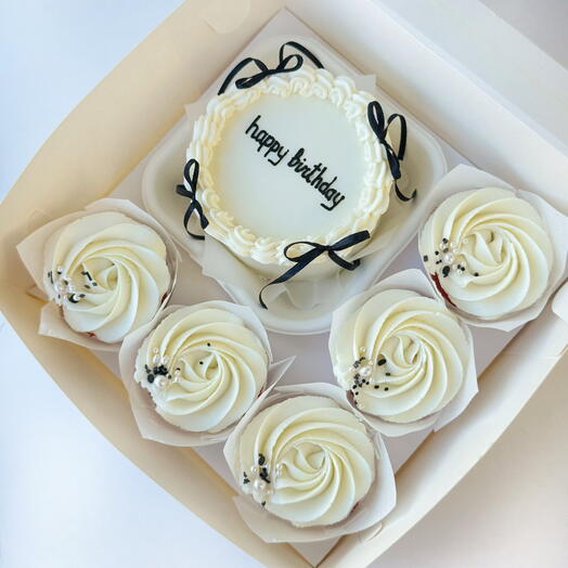 Бенто торт и капкейк happy birthday, на день рождения, для девушки, девочке, подруге