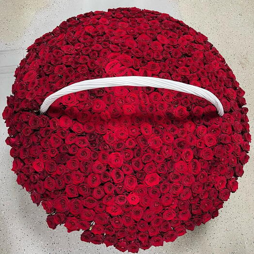 🎁🎁🎁Цветы в огромной премиальной корзине из 1001 красной розы сорта "Red Naomi"