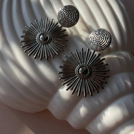 Серьги-пусеты «Silver Sun» с родиевым покрытием
