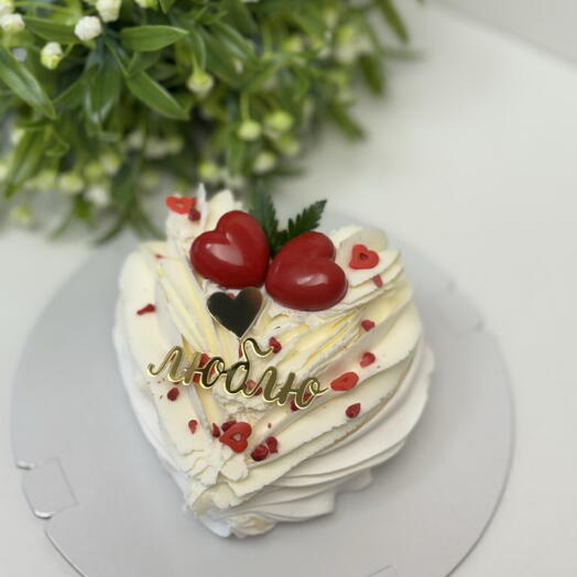 Бенто-торт пирожное Анна Павлова в виде сердечка на 14 февраля