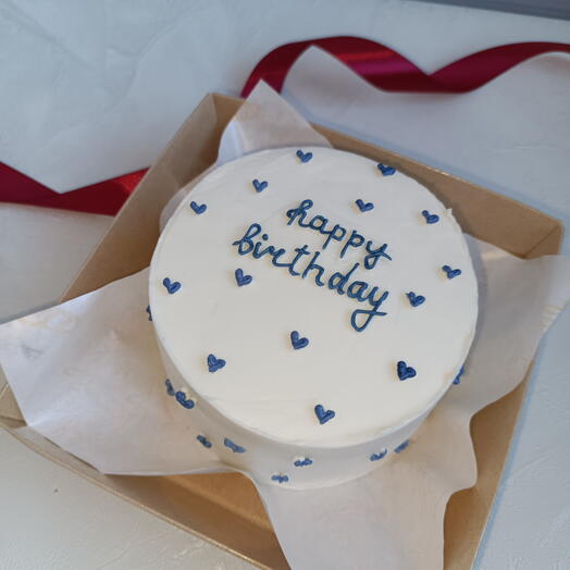 Бенто торт на день рождения, happy birthday,с синими сердечками,для подруги,парня,дочки