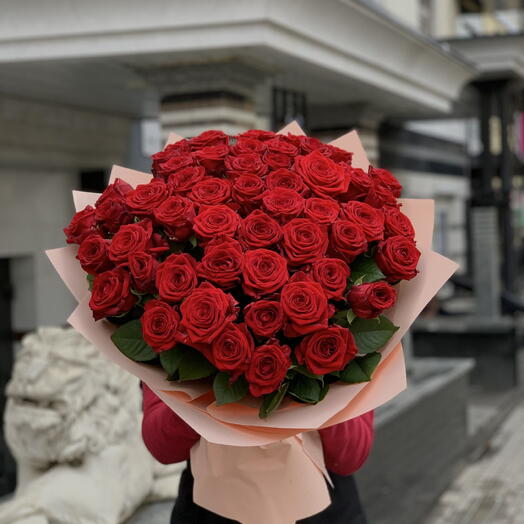Букет из 51 красной розы 60 см
