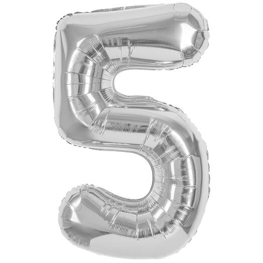 Цифра гелиевая 5 серебро