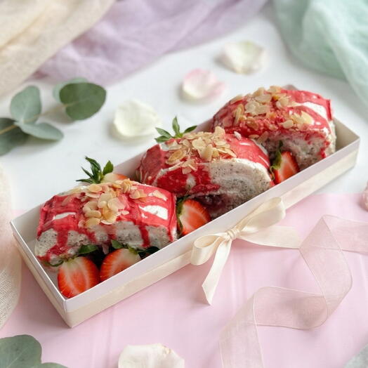 Подарочный набор маковых рулетов с фисташкой и клубникой без САХАРА и ГЛЮТЕНА