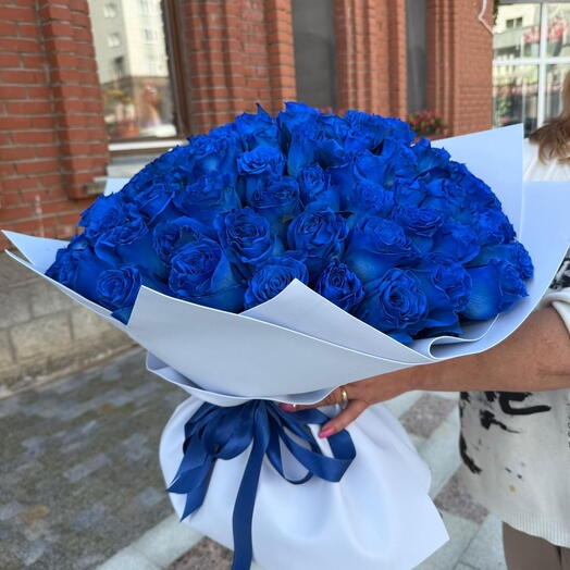 Синие розы 51 шт
