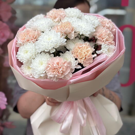 Букет хризантема, диантусы💓