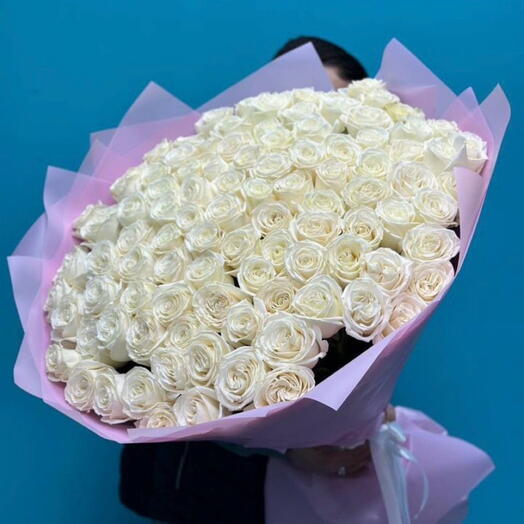 101 белая Роза💗шикарный, большой букет 💕