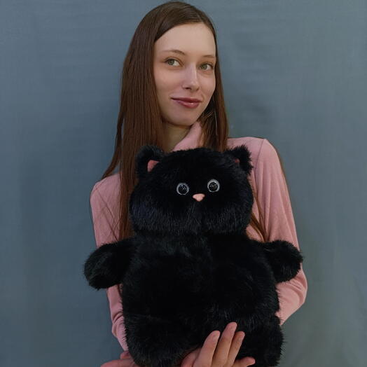 Черный мягкий пузатый котик