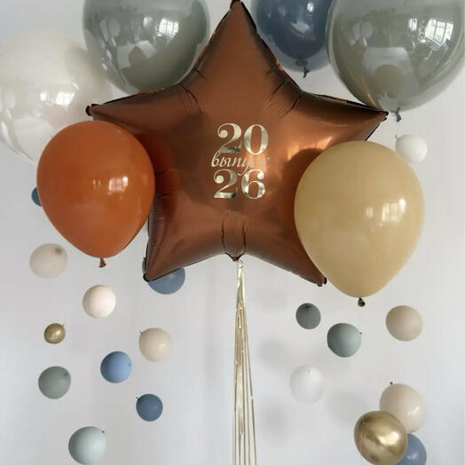 Звезда гигант с надписью и шары с декором ⭐🎈 гелиевые шары на день рождения, доставка