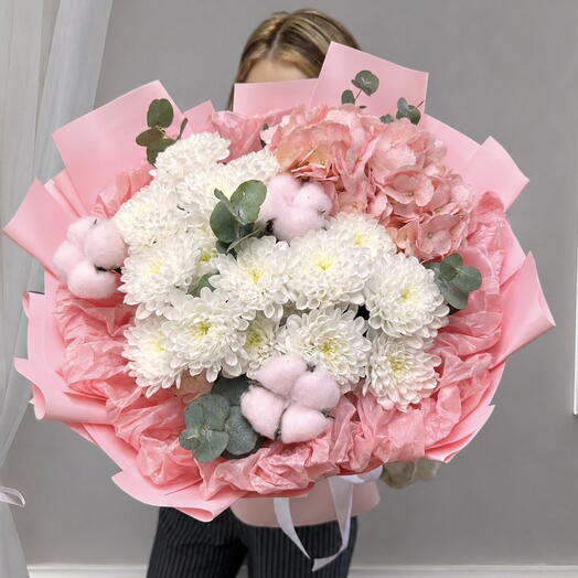 Авторский букет: хризантема , хлопок , гортензия 🌸