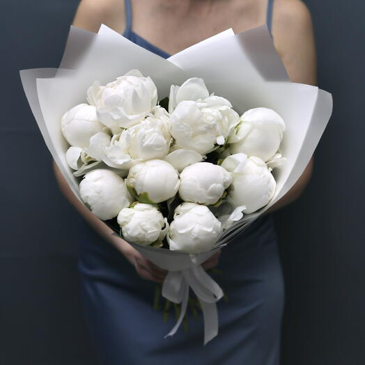 Пионы 💝 «Белое совершенство» 11 штук