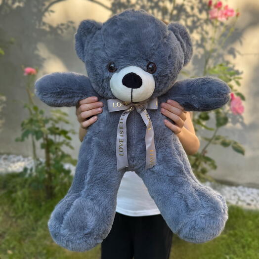 Мягкая игрушка плюшевый медведь серый 50см. Soft plush teddy bear grey 50cm