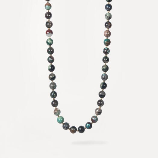 Ожерелье, колье Самшит Хризоколла 14K 45 см (NEC1071)