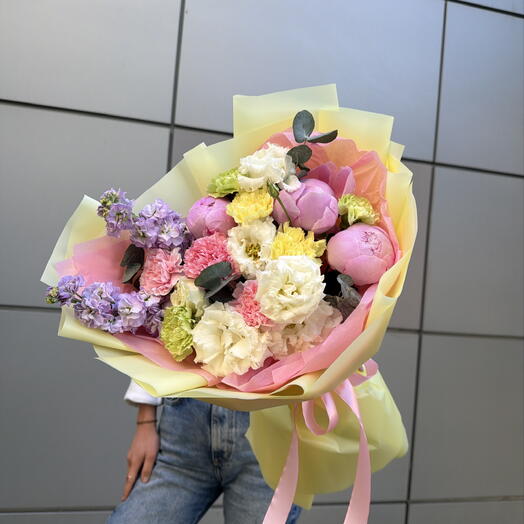 Дофаминовый букет «Dolcezza Floreale» — цветочная нежность 🌸️😻С ароматными пионами Сара -Бернар ,с маттиолами и эустом💐