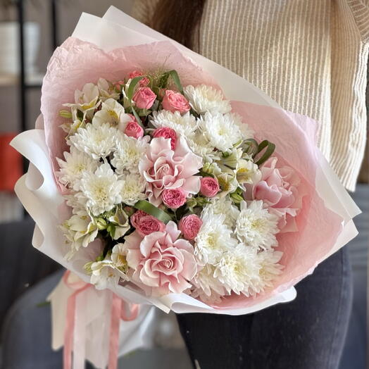 Нежный букет с французской розой 🌸