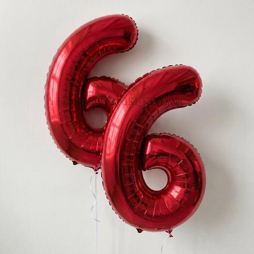 Шар фольгированный цифра «66» с гелием