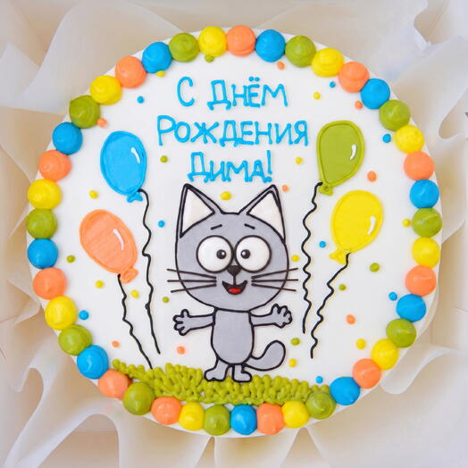Детский бенто-торт на День Рождения мальчику, девочке, сыну, дочке, ребенку - тортик с котиком - 1
