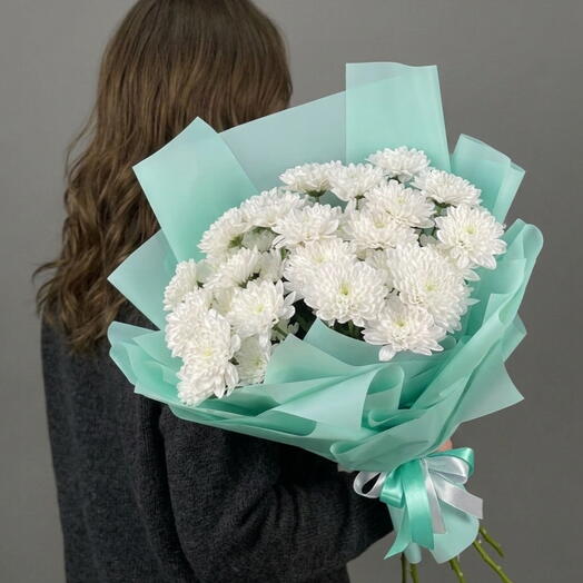 Букет из Семи белых кустовых хризантем