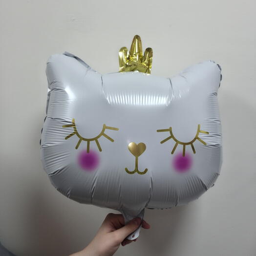 Шар фольгированный с гелием «Милый котёнок с короной» (24"/60см)