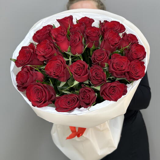АКЦИЯ ‼️Моно букет 25 бордовых роз престиж♥️